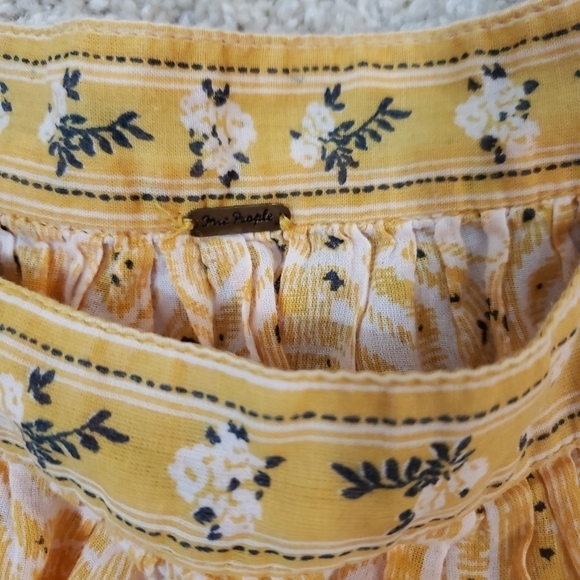 Free People~Woman S~Ochre Yellow Boho Tunic Smocked Henley CropTop Cotton. - Picture 11 of 13